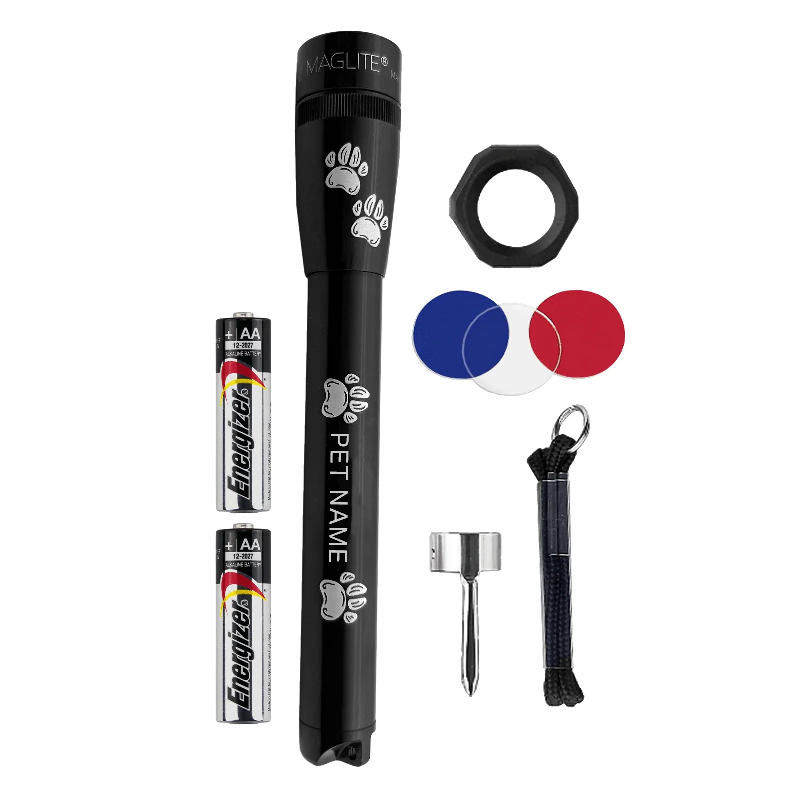 Mini Maglite Pro LED Flashlight - Pink - Custom Pet Engraving - Image 3