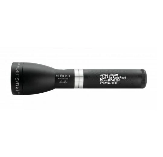 ML150LRSX Rechargeable LED Fast-Charging Flashlight - Matte Black - Custom Tactical Engraving
