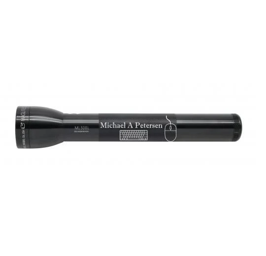 ML300L LED 3-Cell D Flashlight - Black - Custom Engraving