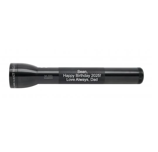 ML300L LED 3-Cell D Flashlight - Black - Custom Engraving