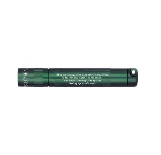 Solitaire LED Key Chain Flashlight - Dark Green -Custom Engraving