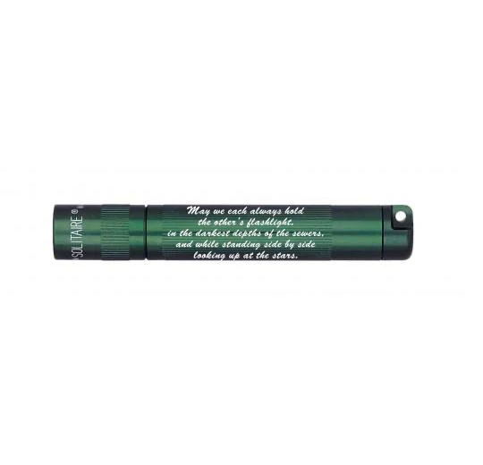 Solitaire LED Key Chain Flashlight - Dark Green -Custom Engraving