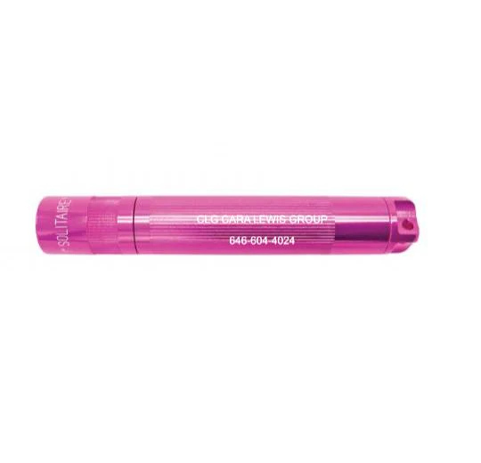 Solitaire LED Key Chain Flashlight - Pink - Custom Engraving