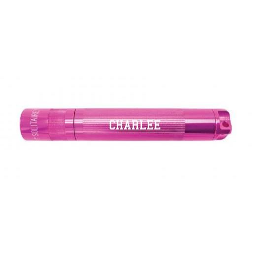 Solitaire LED Key Chain Flashlight - Pink - Custom Engraving