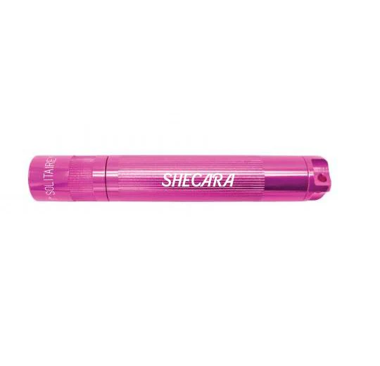 Solitaire LED Key Chain Flashlight - Pink - Custom Engraving